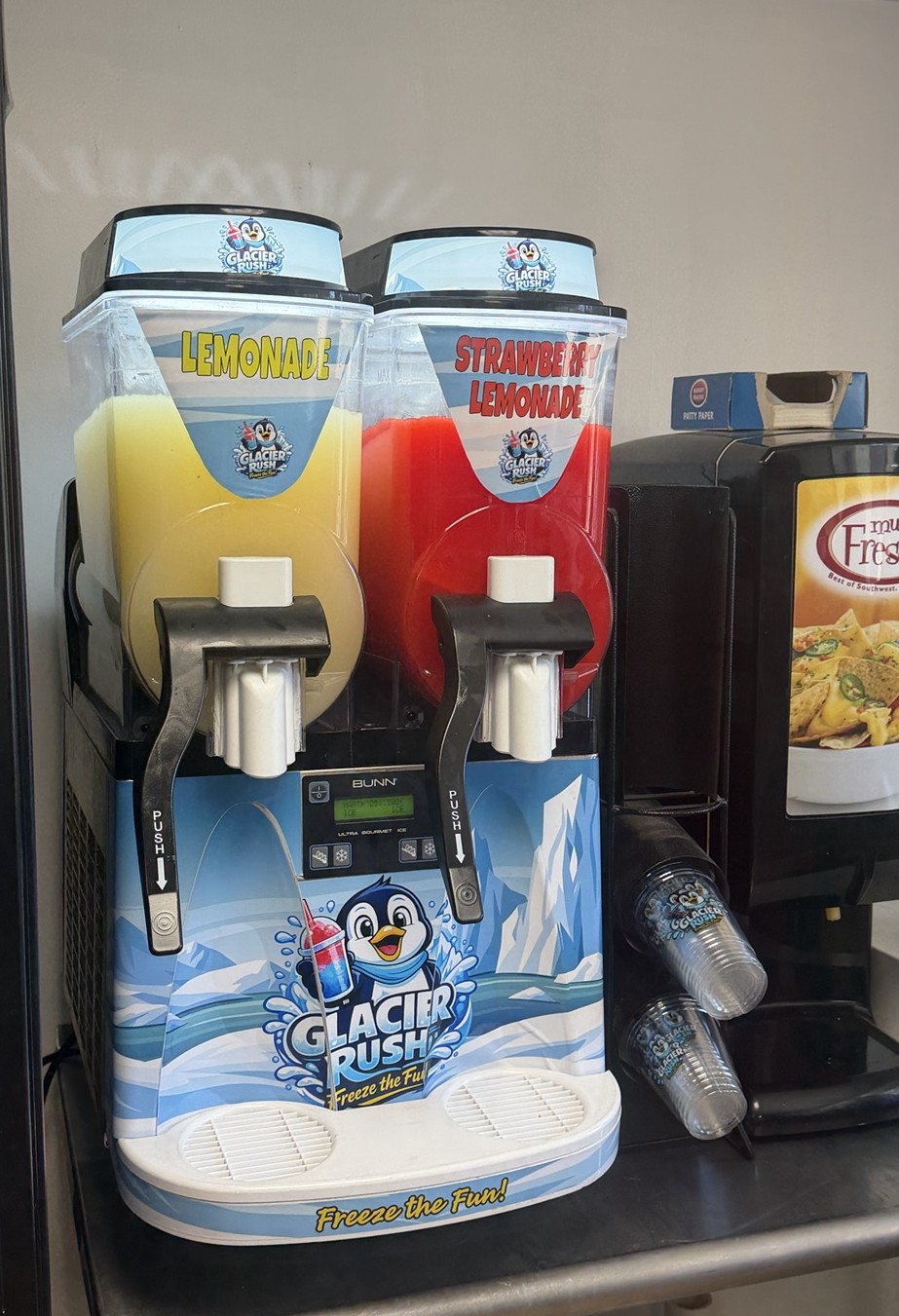 Frozen lemonade and strawberry lemonade machine